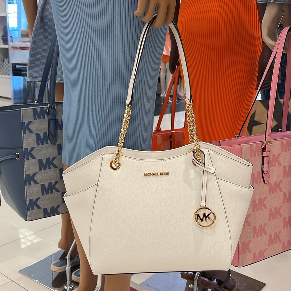 Michael Kors Jet Set Lg Saffiano Leather Chain Shoulder Tote Bag MK
Optic White - Picture 6 of 16